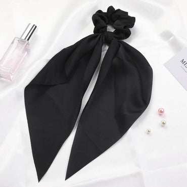 New Knotted Ribbon Satin Monochrome Silky Square Scarf Hair Tie Ladies Ponytail Hair Phonax Services