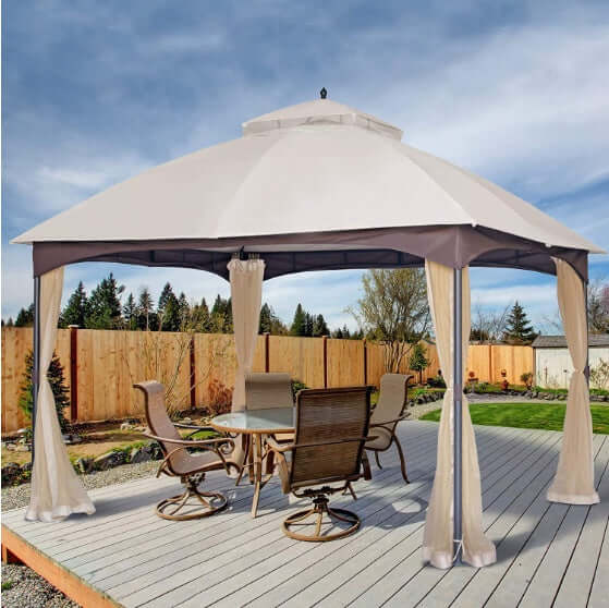 Soft-topped Metal Gazebo With Mosquito Nets And Sun Blinds Phonax Services