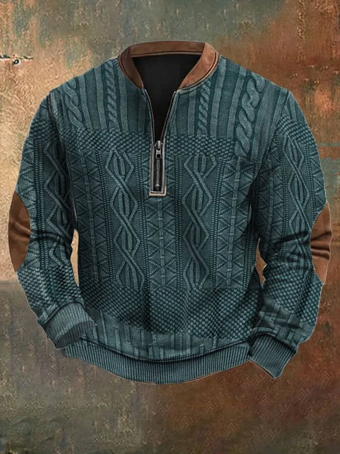 Autumn And Winter Printed Half Zipper Sweater With Buckle Phonax Services