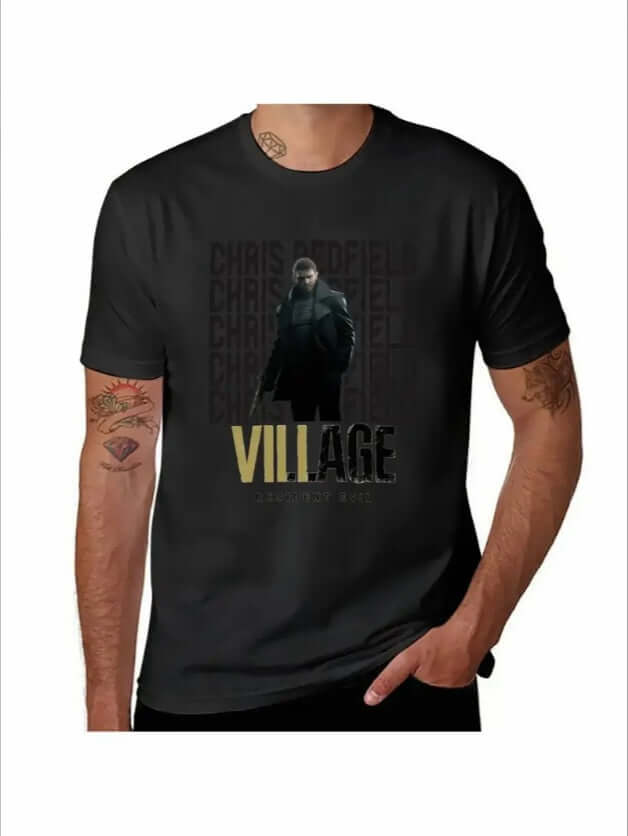 Chris Redfield RE Village T-Shirt Aesthetic Clothes Hippie Clothes Graphics Aesthetic Phonax Services