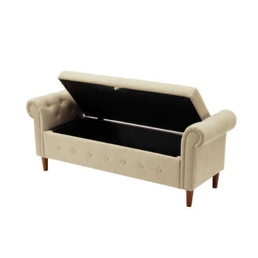 Beige Multifunctional Storage Rectangular Sofa Stool Phonax Services