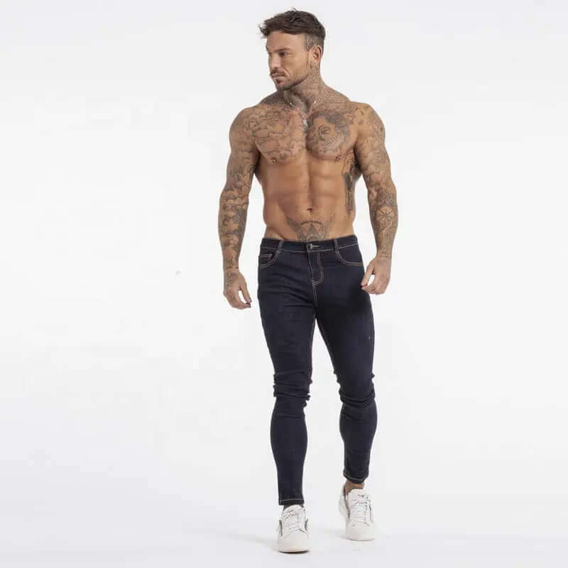 Gingtto Streetwear Slim Fit Non-Ripped Mens Jeans Denim Distressed Skinny Jeans Stretch Jeans for Men PHONAX SERVICES