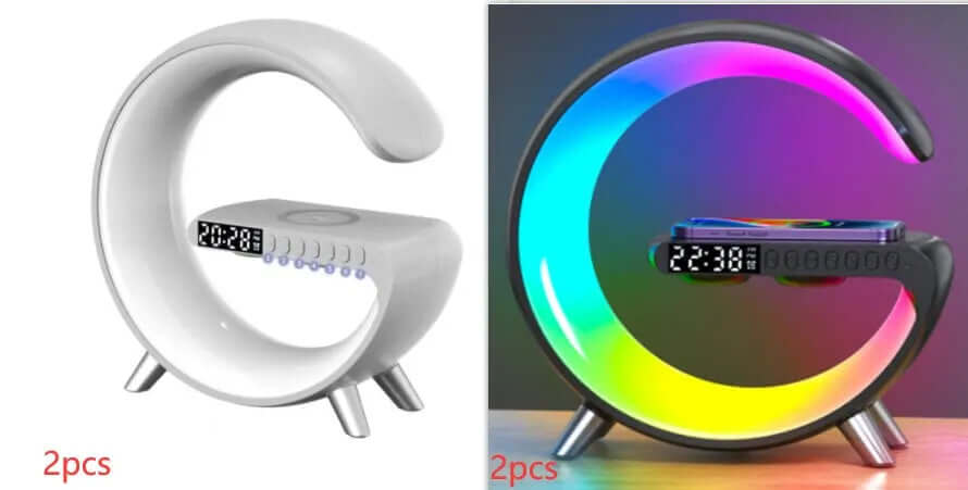 New Intelligent G Shaped LED Lamp Bluetooth Speake Wireless Charger Atmosphere Lamp App Control For Bedroom Home Decor Phonax Services