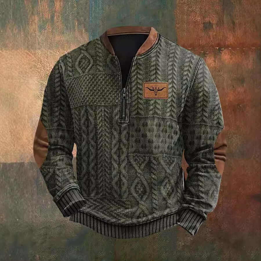 Autumn And Winter Printed Half Zipper Sweater With Buckle Phonax Services